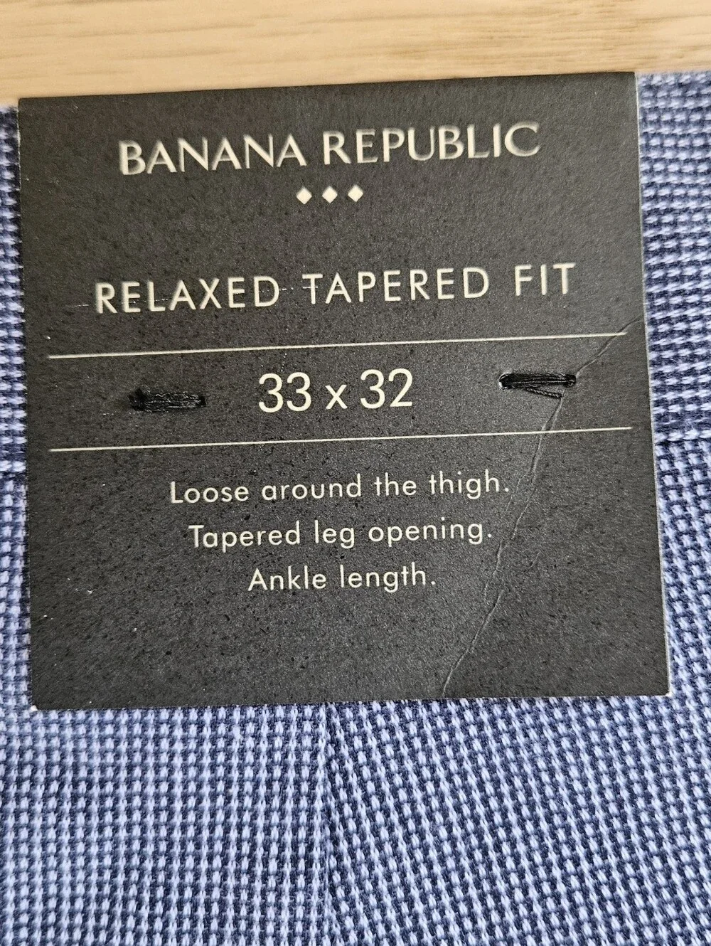NWT Banana Republic Relaxed Tapered Fit Pants Men's 33x32 Blue  Cotton Ankle
